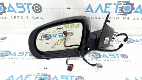 Left side mirror assembly for Jeep Compass 17-26, 3+4 pins, heated, BSM, gloss black