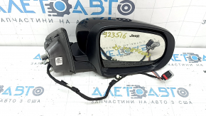 Right side mirror assembly for Jeep Compass 17-26, 3+4 pins, heated, BSM, gloss black