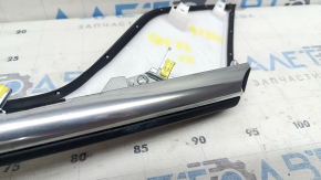 Mazda CX-5 17-25 center console trim, right side, black with chrome, with brown stitching, scratches