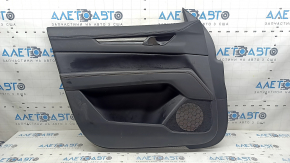 Front left door panel for Mazda CX-5 17-23 BOSE, with black leather insert, black leather armrest, dark wood molding, with handle, scratches, abrasions