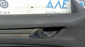 Front left door panel for Mazda CX-5 17-23 BOSE, with black leather insert, black leather armrest, dark wood molding, with handle, scratches, abrasions