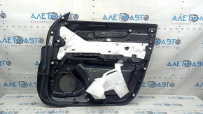 Front left door panel for Mazda CX-5 17-23 BOSE, with black leather insert, black leather armrest, dark wood molding, with handle, scratches, abrasions