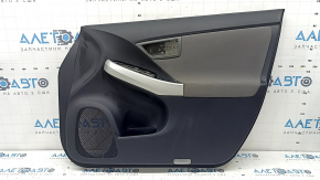 Door trim panel, front right, Toyota Prius 30 10-15, black with dark gray fabric insert, dark gray fabric armrest, gray molding, with handle, scratches, broken fastener