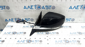 Left side mirror assembly for Jeep Grand Cherokee WL 21-26, 8+4 pins, turn signal, heated, BSM, chrome housing, black