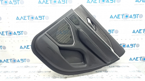 Jeep Grand Cherokee WL 23-26 black rear right door panel, armrest and insert, black leather, white stitching, wood insert, chrome, with handle