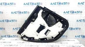 Jeep Grand Cherokee WL 23-26 black rear right door panel, armrest and insert, black leather, white stitching, wood insert, chrome, with handle