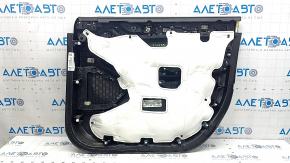 Jeep Grand Cherokee WL 23-26 black front left door panel, armrest and insert, black leather, white stitching, glossy graphite molding, worn
