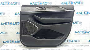 Jeep Grand Cherokee WL 21-26 black, ALPINE, front right door panel, armrest and insert, black leather, white stitching, wood insert, chrome, with handle, worn