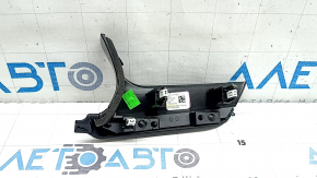 Upper left front panel trim for Jeep Grand Cherokee WL 21-26, black leather, white stitching, glossy black