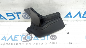 Upper center front panel trim for Jeep Grand Cherokee WL 21-26, black leather, white stitching, glossy black, tear