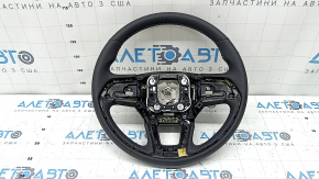 Jeep Grand Cherokee WL 21-26 leather steering wheel, black, heated, gray stitching, with rear overlay and signal plate