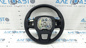 Jeep Grand Cherokee WL 21-26 leather steering wheel, black, heated, gray stitching, with rear overlay and signal plate