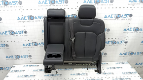 Left rear seat backrest, 2nd row, Jeep Grand Cherokee WL 22-26, black leather, gray stitching, with seat belt and heating