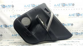 Door trim panel rear right Toyota Rav4 16-18 black, armrest leather black, insert silver, with handle, scratches, worn