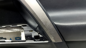 Front right door trim panel for Toyota Rav4 16-18 black, black leather armrest, silver insert, with handle, scratches, worn