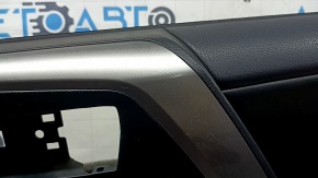 Front right door trim panel for Toyota Rav4 16-18 black, black leather armrest, silver insert, with handle, scratches, worn