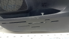 Front right door trim panel for Toyota Rav4 16-18 black, black leather armrest, silver insert, with handle, scratches, worn