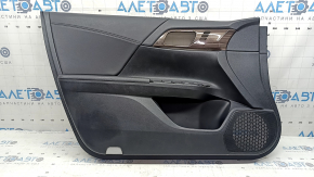 Front left door panel for Honda Accord 2016-2017, black leather, black leather armrest, glossy wood molding, suitable for seat memory, for cleaning