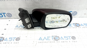 Right side mirror assembly for Ford Edge 19-24, 12-pin, turn signal, backlight, heated, BSM, burgundy, scratches on glass
