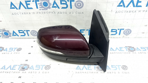 Right side mirror assembly for Ford Edge 19-24, 12-pin, turn signal, backlight, heated, BSM, burgundy, scratches on glass
