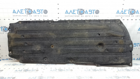Right underbody protection for a 2014-17 Honda Accord hybrid, worn, with a broken mount.