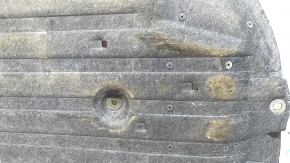 Right underbody protection for a 2014-17 Honda Accord hybrid, worn, with a broken mount.
