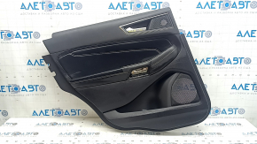 Door trim panel rear left Ford Edge 19-24 black Titanium, insert and armrest black leather, white stitching, with handle, scratches