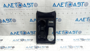 Black center console trim with cup holder for Ford Edge 19-21, no parking sensors, scratches
