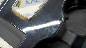Black center console trim with cup holder for Ford Edge 19-21, no parking sensors, scratches