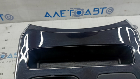 Black center console trim with cup holder for Ford Edge 19-21, no parking sensors, scratches