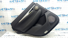 Door trim, rear left Infiniti QX50 19-20 black with black leather insert, black leather armrest, with curtain, BOSE, molding gray gloss, bumps, abrasions, scratches