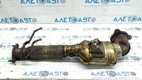 Ford Edge 15-18 2.0T exhaust pipe with catalytic converter, corrugated mesh is torn
