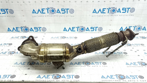 Ford Edge 15-18 2.0T exhaust pipe with catalytic converter, corrugated mesh is torn