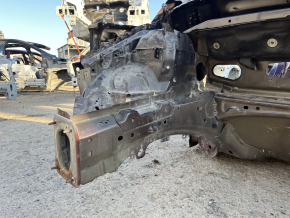 Front right quarter panel of a 19-24 Ford Edge on the body, burgundy, rusty, torn
