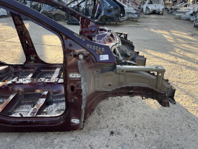 Front right quarter panel of a 19-24 Ford Edge on the body, burgundy, rusty, torn