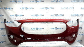 Front bumper, bare, Mercedes H247 GLA 20-23, without parking sensors, red, chipped, paint blistered, damaged mount, repainted