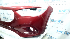 Front bumper, bare, Mercedes H247 GLA 20-23, without parking sensors, red, chipped, paint blistered, damaged mount, repainted