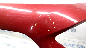 Front bumper, bare, Mercedes H247 GLA 20-23, without parking sensors, red, chipped, paint blistered, damaged mount, repainted