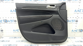 Door trim, front left, Jeep Grand Cherokee WK2 17-19, black, with handle, armrest and insert, black leather with red stitching, molding, dark wood with chrome, under memory, worn