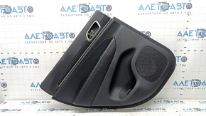 Door trim, rear left, Jeep Grand Cherokee WK2 17-19, black, with handle, armrest and insert, black leather with red stitching, dark wood molding with chrome, scratches