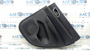 Door trim panel, rear right, Jeep Grand Cherokee WK2 17-19, black, with handle, armrest and insert, black leather with red stitching, molding dark wood with chrome, scratches