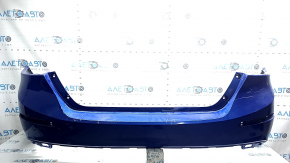 The rear bumper is bare for a Honda Insight 19-22 blue, 593M, dented, cracked, and the mount is broken.