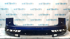 Bare rear bumper upper part of the Audi Q5 80A 18-20 without Park Assist, S-Line, blue, under the towbar, scratches, crack in the mount