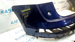 Bare rear bumper upper part of the Audi Q5 80A 18-20 without Park Assist, S-Line, blue, under the towbar, scratches, crack in the mount