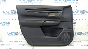 Honda CRV 23-26 black front left door panel, black leather armrest with orange stitching, glossy black molding, worn, butt