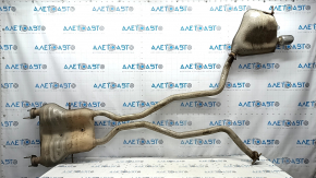 Exhaust line, middle part with barrel, right, Jeep Grand Cherokee WK2 14-20 3.6, 2 pipes, crushed