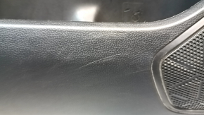 Front left door panel for Toyota Rav4 19-24 black, black leather armrest, black plastic insert, chrome molding, scratches