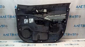 Front left door panel for Toyota Rav4 19-24 black, black leather armrest, black plastic insert, chrome molding, scratches