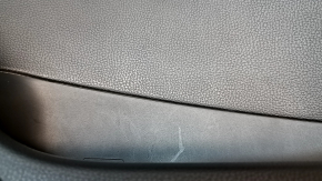 Front right door panel for Toyota Rav4 19-24 black, black leather armrest, black plastic insert, chrome molding, scuffs, dented leather