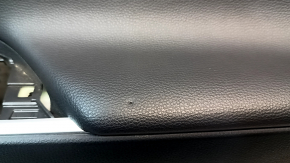 Front right door panel for Toyota Rav4 19-24 black, black leather armrest, black plastic insert, chrome molding, scuffs, dented leather